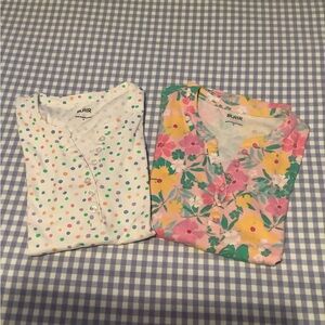 Pair of Blair Split Neck Short Sleeve Tops Medium